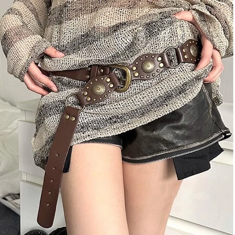 Desinger Belts For Women High Quality Punk Gothic Vintage Brown Corset Belt Female Unisex Men Waistband  Western Cowgirl Cowboy