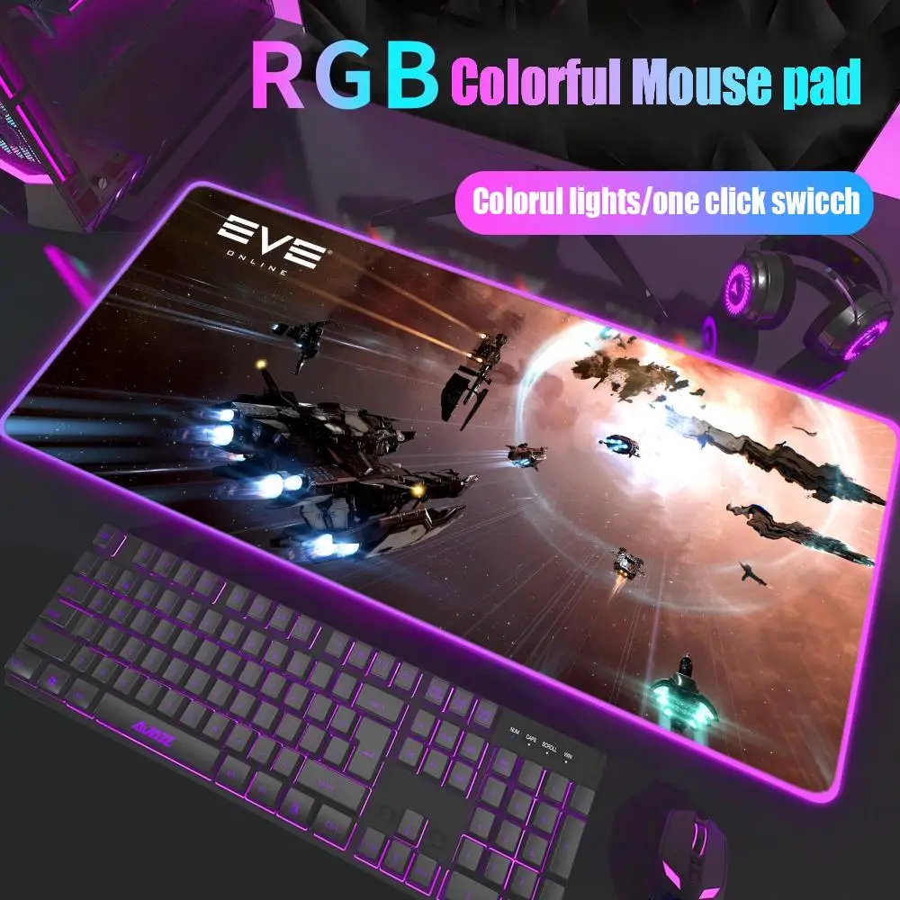 

EVE Online Mouse Pad Gamer Rgb Desk Mat Back Light Led Mousepad Setup Gaming Accessories Deskmat Big Mousepad Backlight