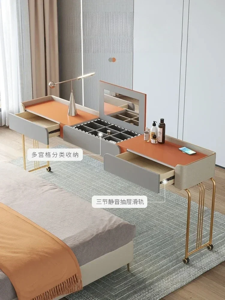 A  Movable bedside table light luxury cross bed table 1.8 bed notebook learning artifact bedroom bedside table multi-function