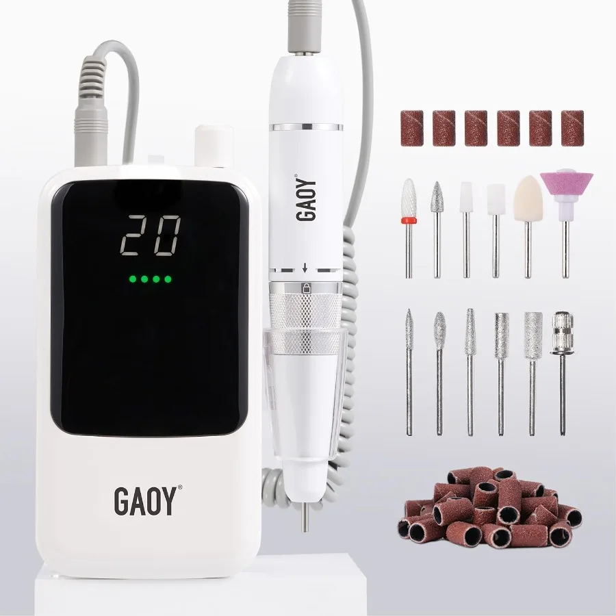 

Rechargeable Cordless Nail Drill for Beginners Electric Nail File with 12 Drill Bits and Sanding Band Set Ideal for Acrylic and