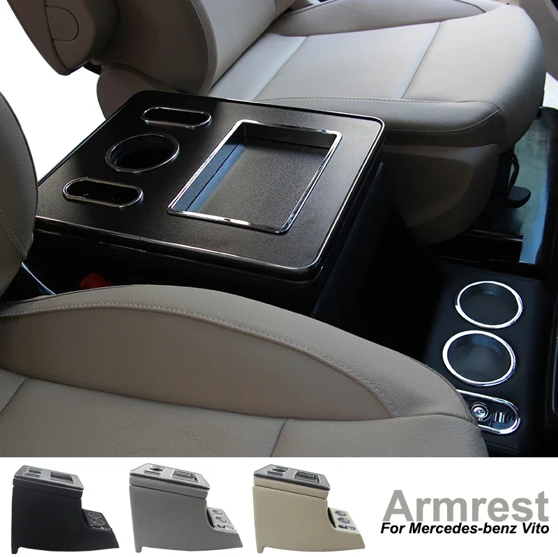 for Benz-Vito (W447) 2014-2023 car armrest box wireless fast charging mobile phone charging with USB interface cigarette lighter