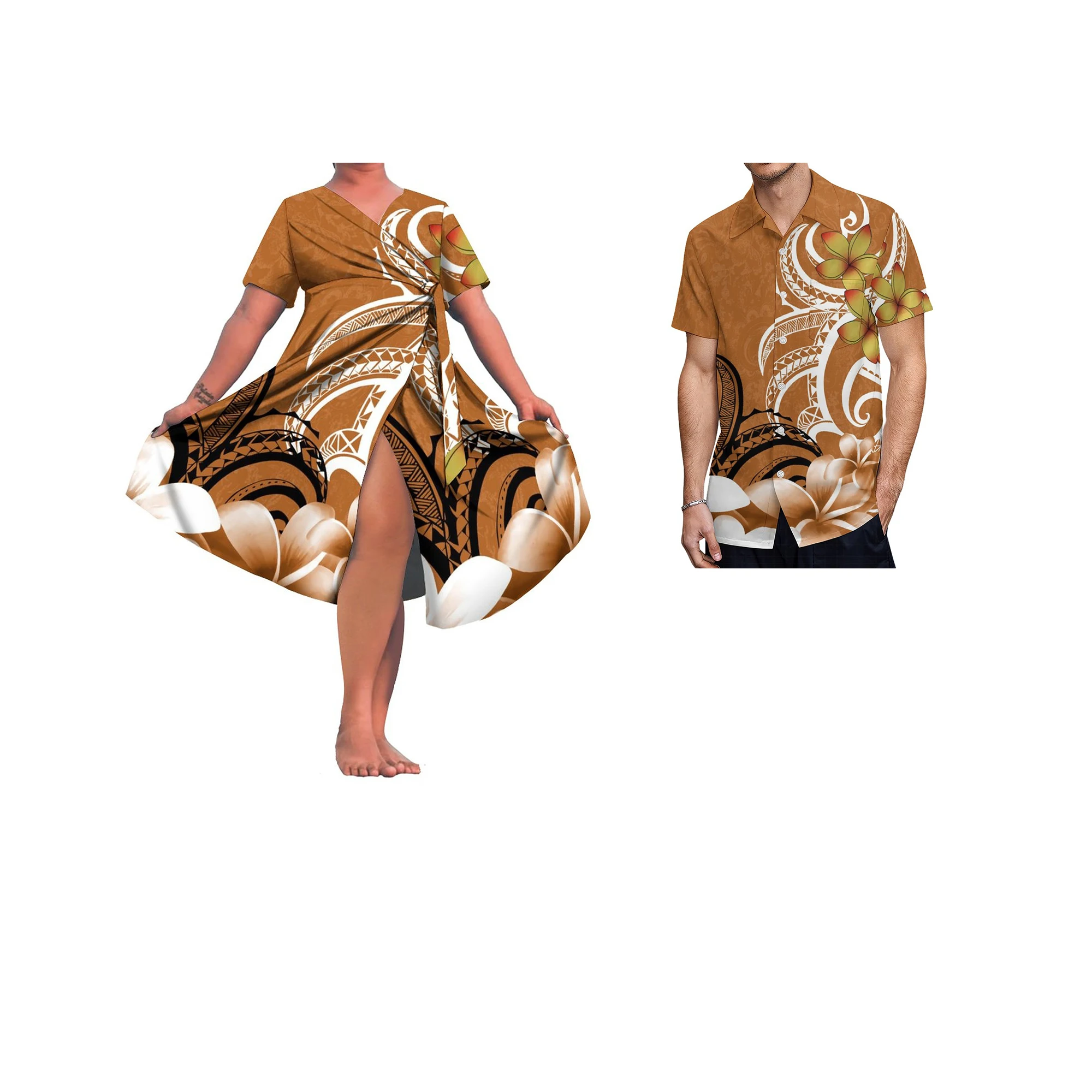 Samoa Puletasi Ptaha Womens Dress Custom Polynesian Traditional Dresses Casual Dresses Match Mens Shirt