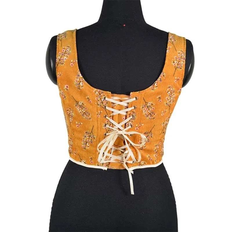 Corsé femenino con cordones Bustier Cinchers recortador FrenchCourt corsé flores disfraz juego rol ropa interior