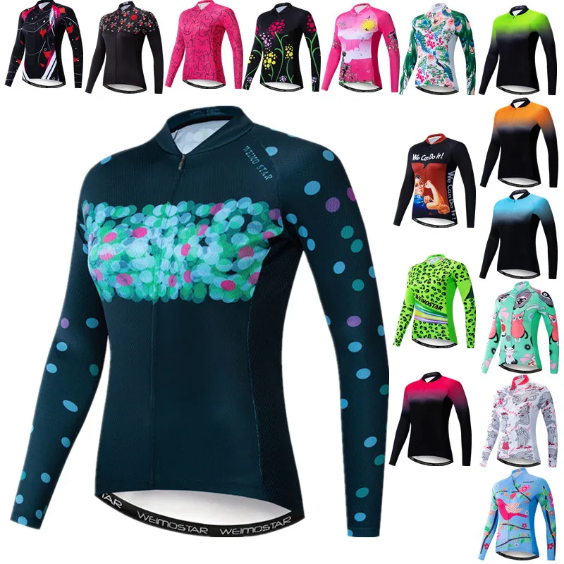 

Women's Long Sleeve Cycling Jersey Autumn Bike Shirt For Woman Biking Clothing Tops Anti-UV Bicycle Clothes Road Cycling Shirt