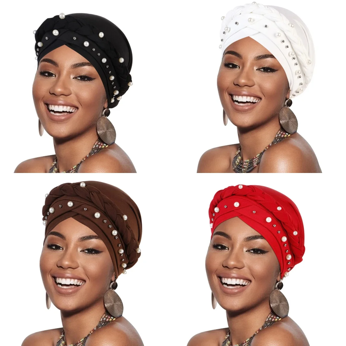 

2026 New Pre-Tied Twisted Hijab Turban Hat for Women African Head Scarf Beanie Cancer Chemo Headwear Cap Head Wraps Women