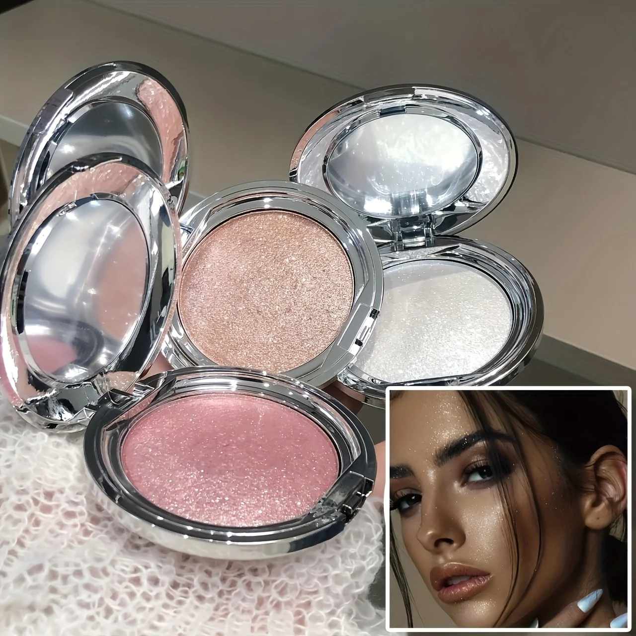 Cream Highlighter Makeup, Shimmer Glow Face Highlighter, Long Lasting Waterproof Highlight Cream, Silky Texture, Natural Finish