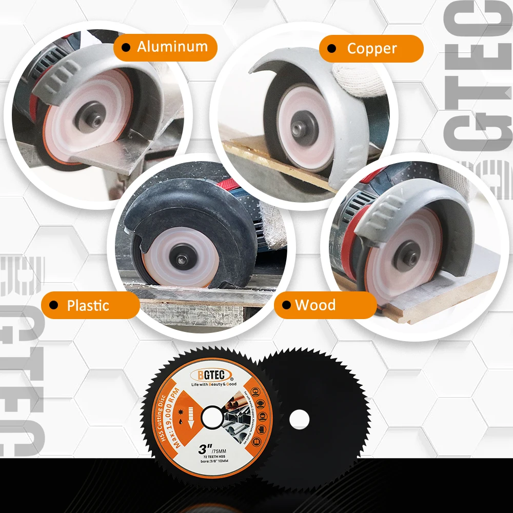 BGTEC Dia 75/85mm Superthin Cutting Disc HSS for Soft Metal Cutter Copper Pipe Aluminum Wood Mini Grinder Bore10mm Saw Blade