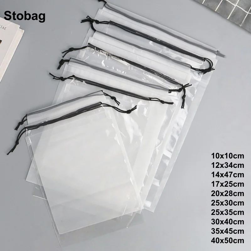 

StoBag Wholesale 50/20pcs Frosted/Transparent Drawstring Bags Shoe Storage Packaging Reusable Travel Pouches Logo(Extra Fee)