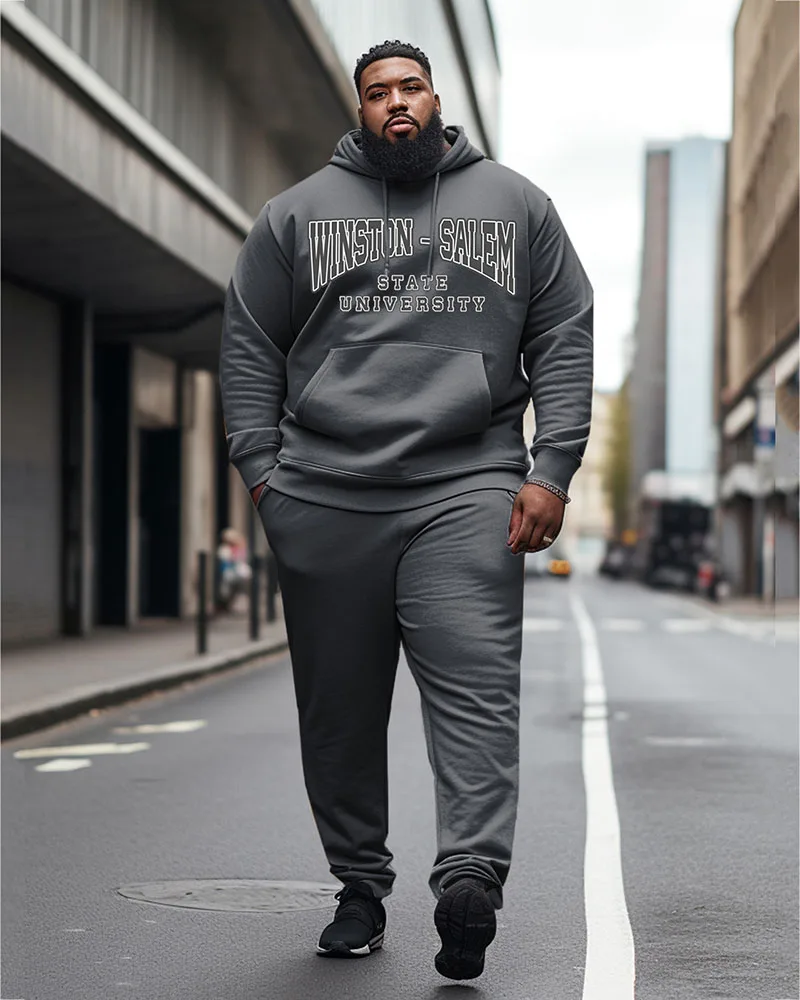 Biggmans Plus Size For Men\'s Plus Size Saint Augustine University Style Hoodie and Sweatpants Two Piece Set 7XL 8XL 9XL