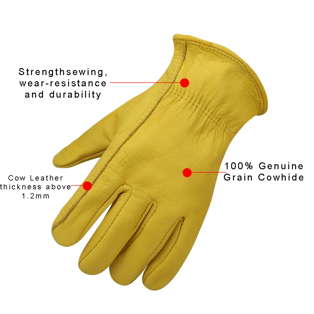 Leather Work Gloves Cowhide Gardening Glove for Wood Cutting/Construction/Truck Driving/Garden/Yard Working Garden Work Gloves