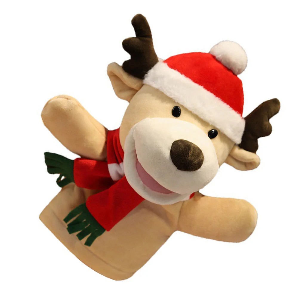 Santa Hand Puppet Adorable Toy Deerlet Finger Puzzle Soft for Kids Cotton Educational Claus Interactive