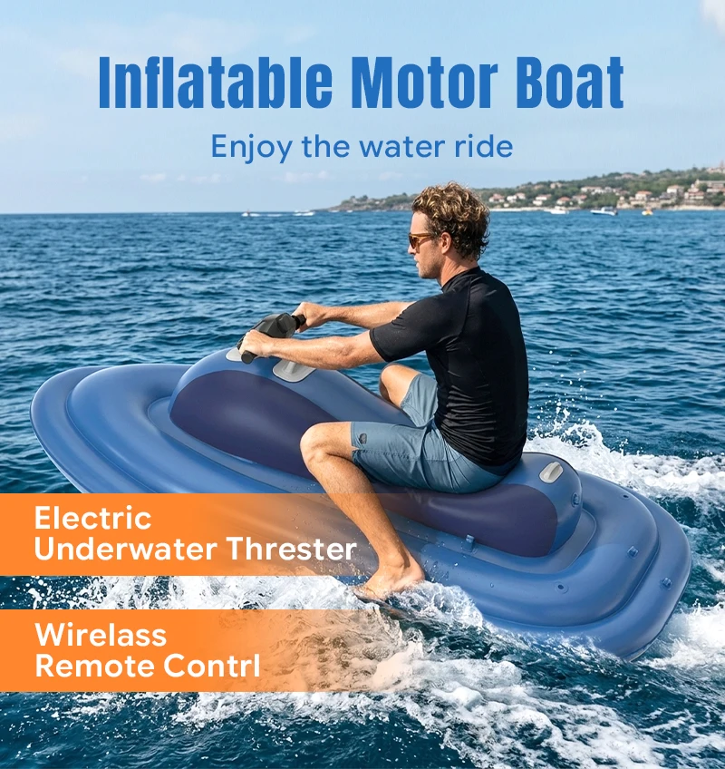 Adult Electric Inflatable Jet Ski Pool Float Water Long Endurance Water Entertainment Floating Boat