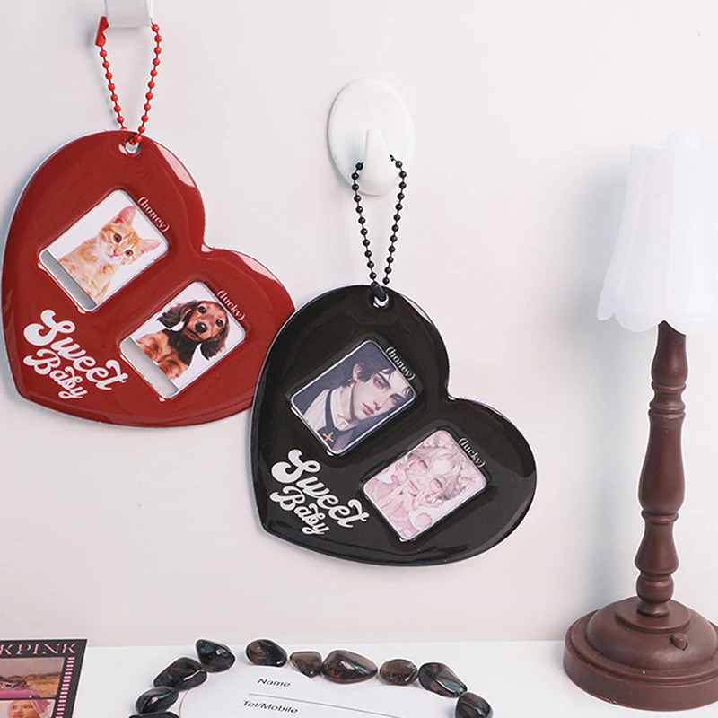 Love Heart Idol Photo Sleeves Pendant Card Holder Photocards Film Protector Photo Pocket