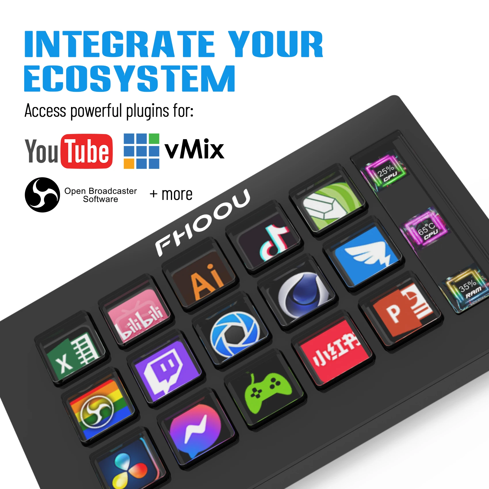 StreamDeck Visual Keyboard 15 Keys LCD Button Live Content Creation Controller Custom Button For Windows/MacOS/Android/iOS Gift