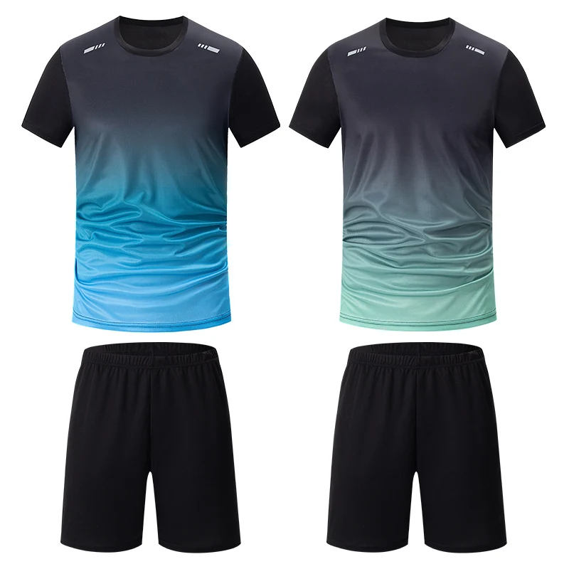 

2-Piece Men's Suit Youth Four-Season Gradient T-Shirt Short-Sleeved Sports Quick-Drying Comfortable Home Wear Fashionable
