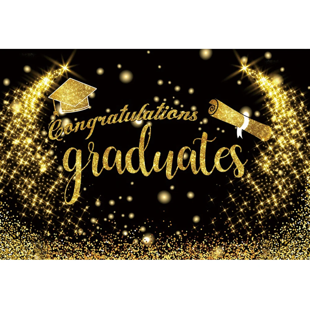 Yeele Black Golden Glitters Congratulations Graduates Celebration Photography Backdrop Photographic Backgrounds For Photo Studio