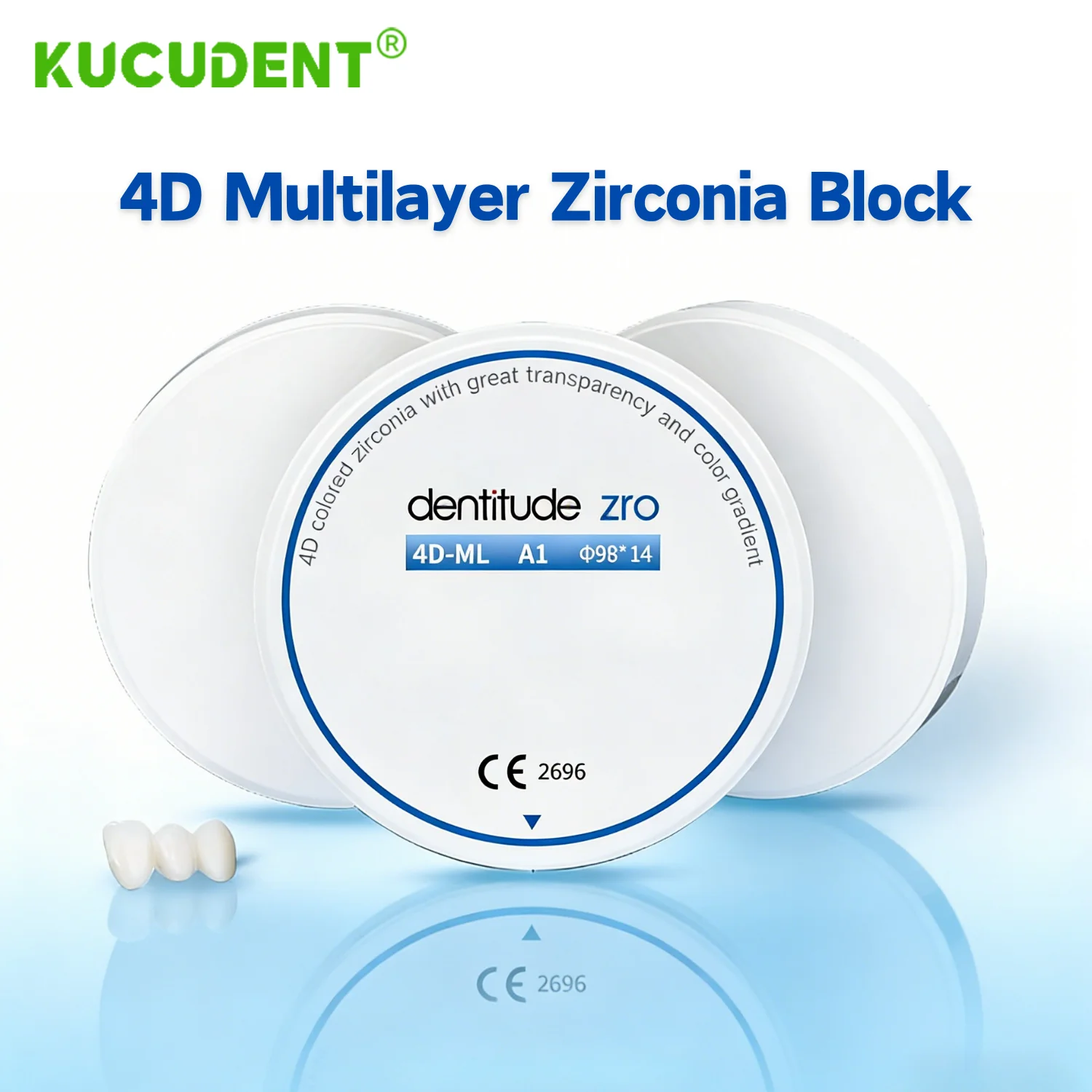 

4D Multilayer Zirconia Block Disc 98mm A-Shade for Open CAD/CAM Systems 4D-ML Zirconia Dental Crowns Bridge Repair Lab Materials