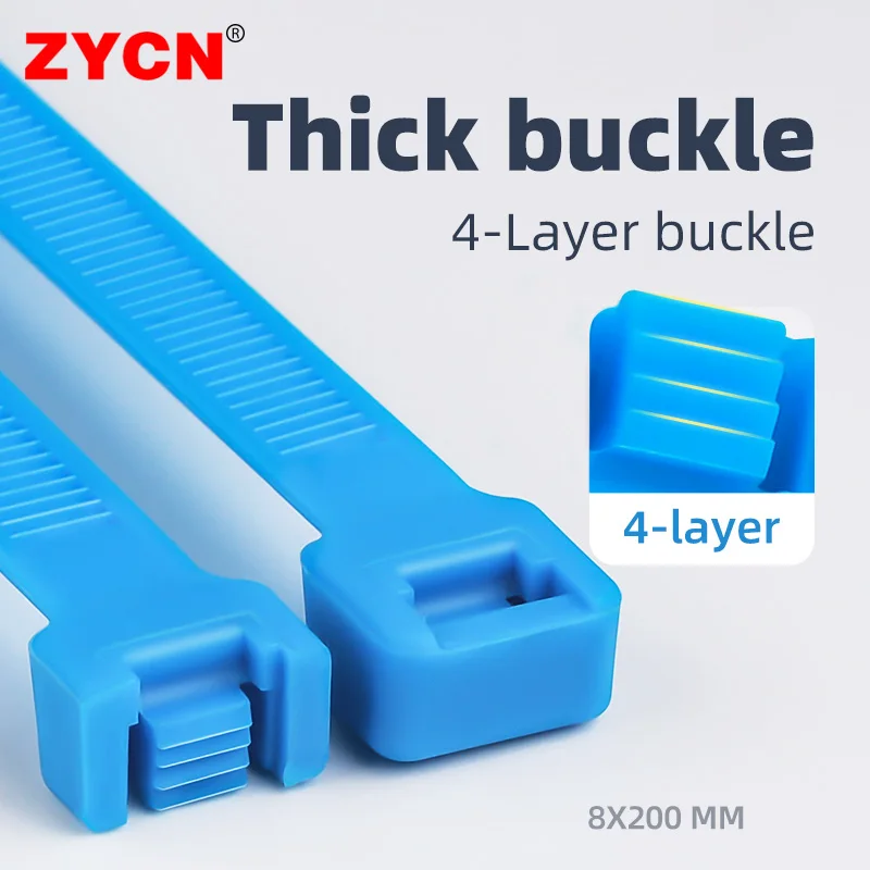 100 Stück breite 7,5 mm Nylon-Kabelbinder, selbstsichernd, 8*150/200/300 mm, verdickte Kunststoff-Flanschschlaufe, Drahtbinder, Kabelbündelung – Detail 3
