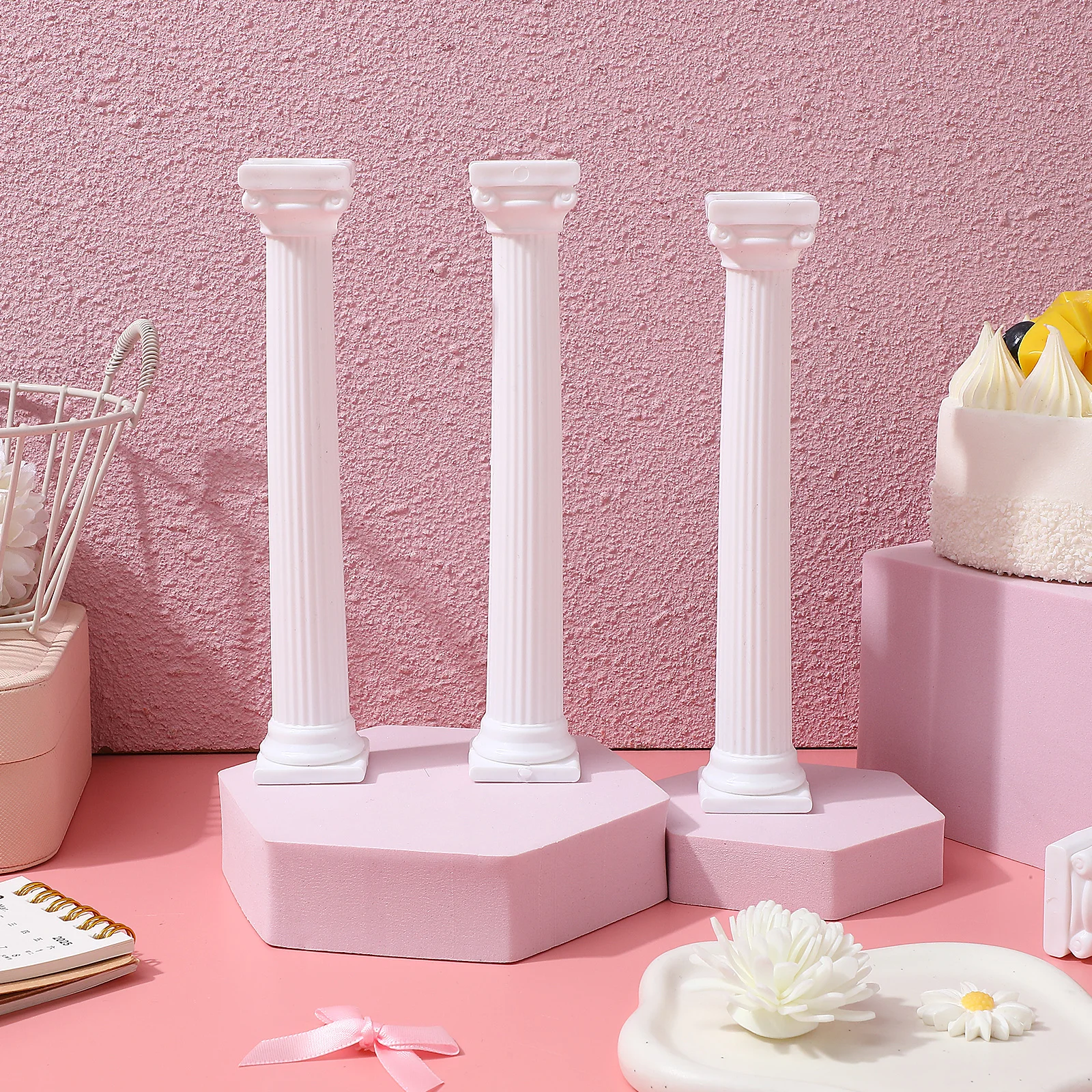 

8pcs Cake Support Rods Plastic Roman 12 5cm 17cm 7 5cm Wedding Cake Stand Tier Display Separator DIY Decorative