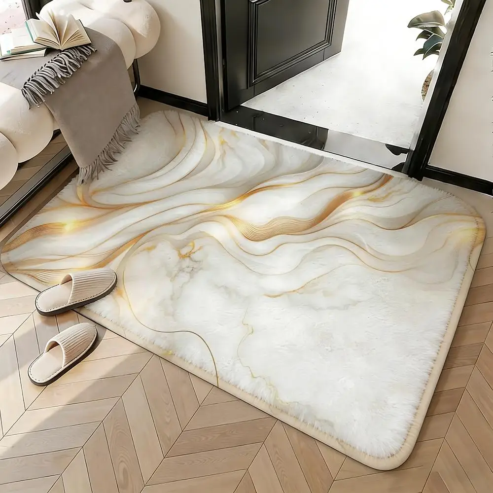 Soft Absorbent Non-Slip Rug Pattern Marble Pattern Floor Mat Home Decor Doormat Bedroom Floor Mat Shower Carpet