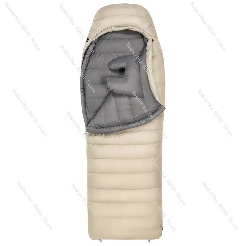 Rectangular Sleeping Bag CW700/CW1000 Envelope Type Grey Goose Down Sleeping Bags for Warm Keeping in Cold Winter