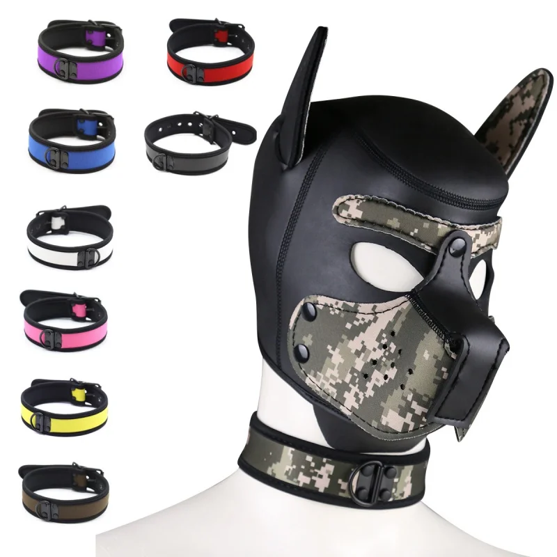 Exotic Accessories Dog Slave Necklace Neoprene Fetish Collar Punk Harness Belt for Couples Games Traction Flirting Sexy Products