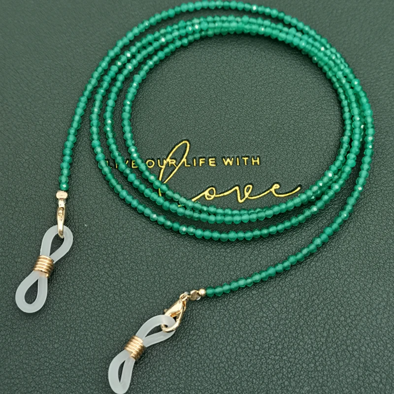 

Lii Ji Green Orange Eyeglasses Chain Gemstone Onyx Carnelian Beaded Women Sunglasses Accessory Necklace Gift Mask Hanging Rope