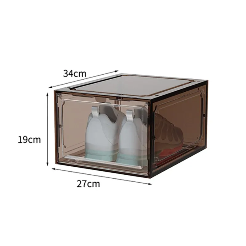 AT19-Modular Stackable Shoe Storage Box - Smoke Gray, Foldable & Dustproof