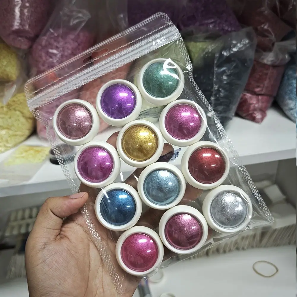 Nail Art 12-Farben-Set Nail Art Spiegelpuder-Set Spiegelglitzer Galvanisiertes Aurora-Puder Nail Art Titanpuder Laser – Detail 5