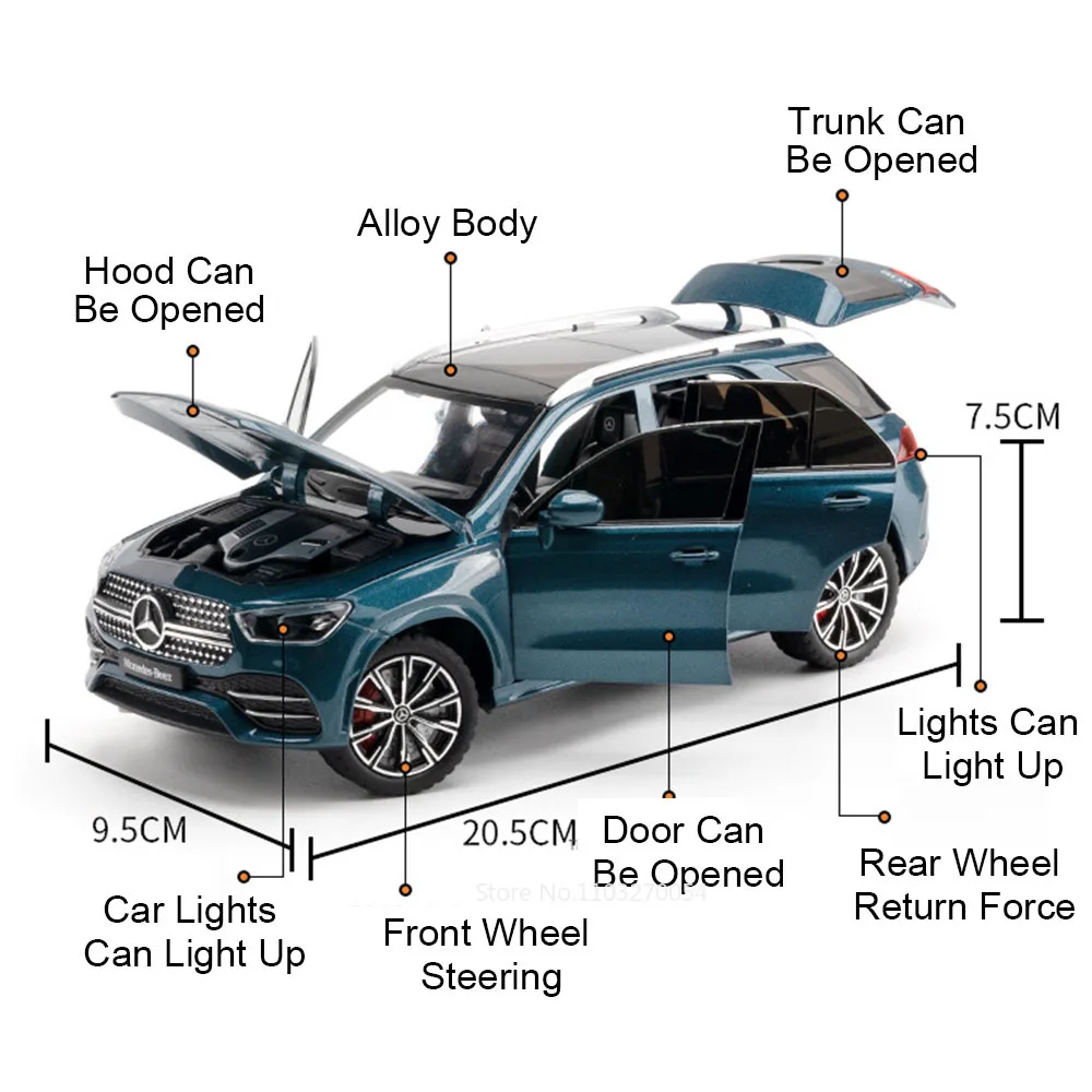 1:24 GLE350 S400L Model Auto Speelgoed Simulatie Diecast Legering Voertuigen met Geluid Licht Trek Deuren Geopend Voertuig voor Jongen Geschenken