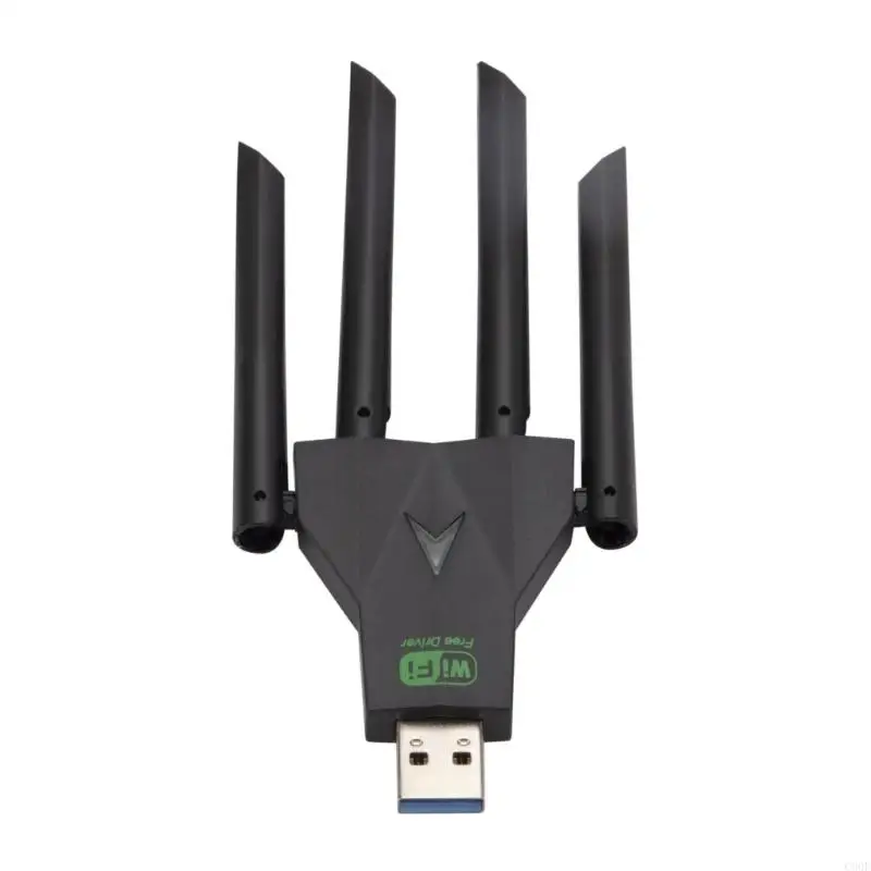 การ์ด C90F USB WiFi ที่มีเสาอากาศปรับ 4 ตัว 1300Mbps การเพิ่มสัญญาณแบนด์สองวงสำหรับคอมพิวเตอร์แล็ปท็อปเดสก์ท็อป