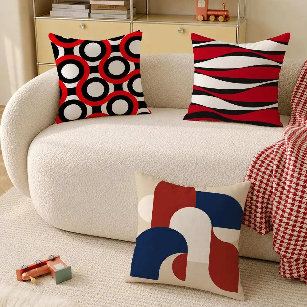 Modern Geometric Wave Decor Cushion Cover Pillow Case Organic Short Plush Cushion Covers Washable Wrinkle-Resistant