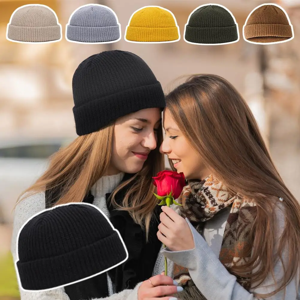 

Winter Beanies Casual Short Thread Hip Hop Hat Adult Elastic Skull Warm Melon Wool Cap Unisex Men Women Knitted Caps Male F T2I2