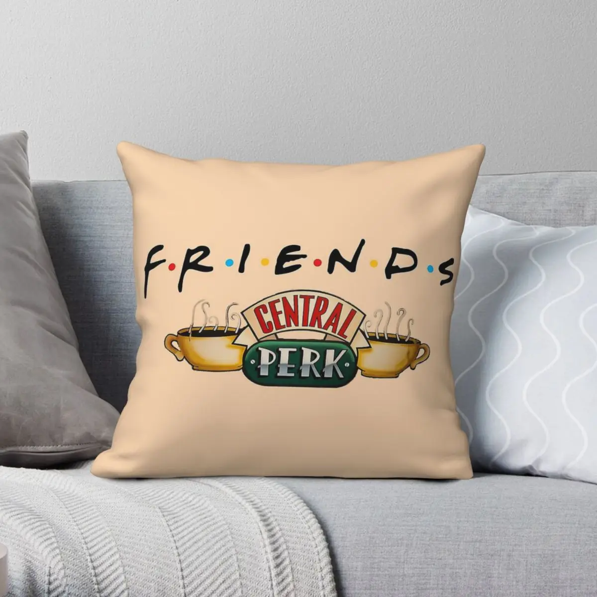 Friends Central Park Square Pillowcase Polyester Linen Velvet Printed Zip Decorative Home Cushion Cover