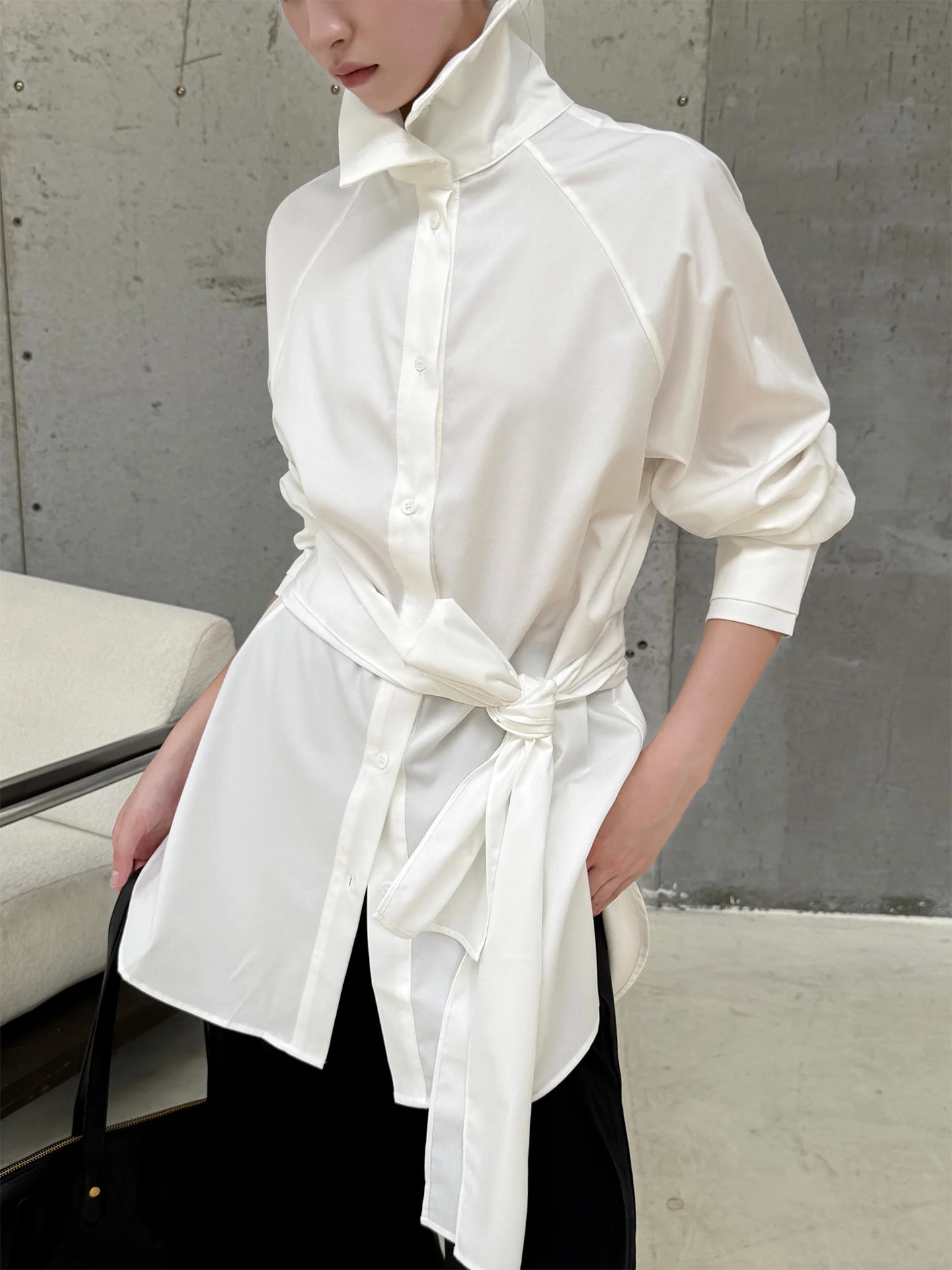 

Ele Simple Design awl Collar Commute Sle White irt Jieji Zhang Spring Summer Collection Polyester Blend Long Sve