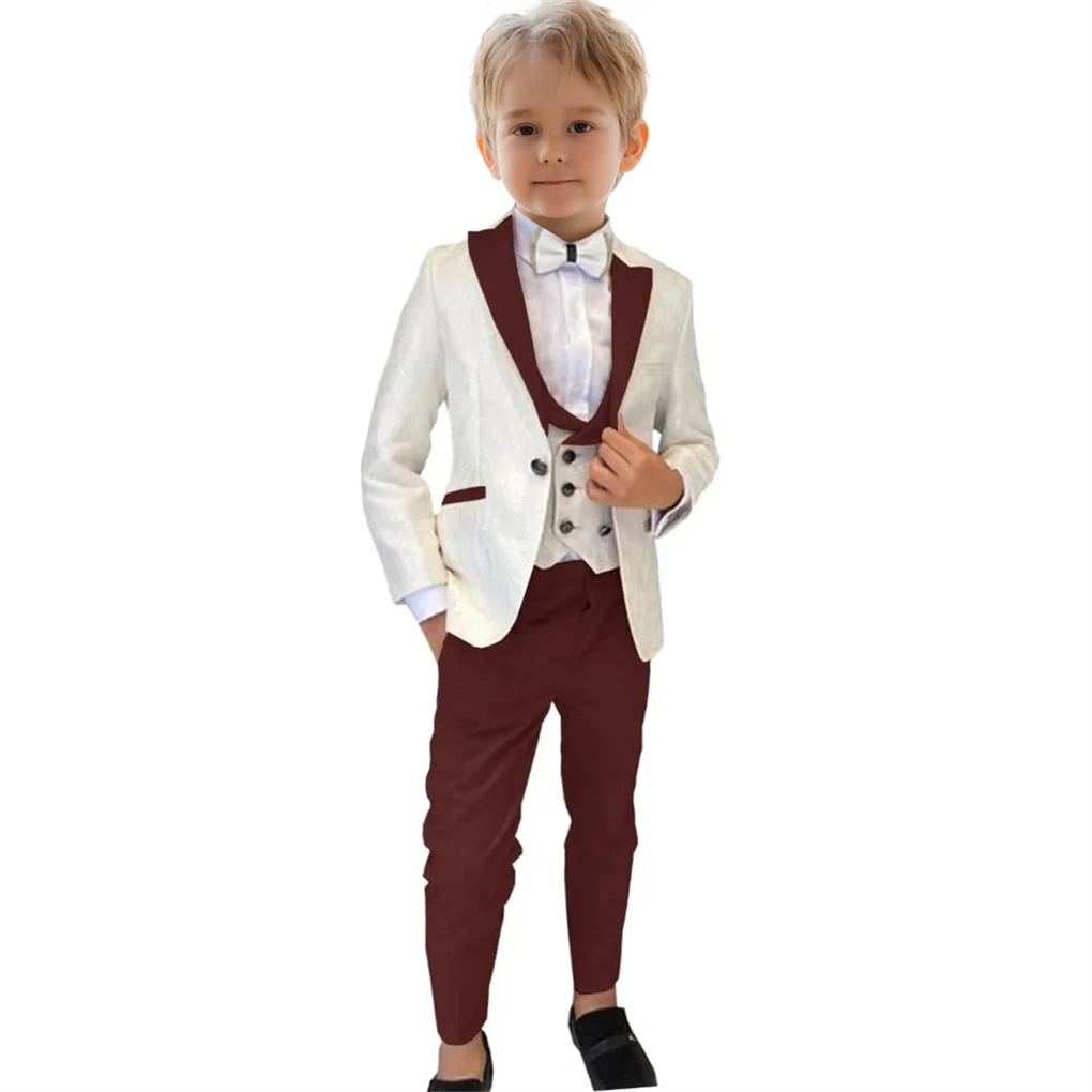 Classic Boy's Suit Set 3 Pieces Paisley Long Sleeves Formal Tuxedo For Kids From 3 to 14 Years Wedding Flower Boy Dresswear