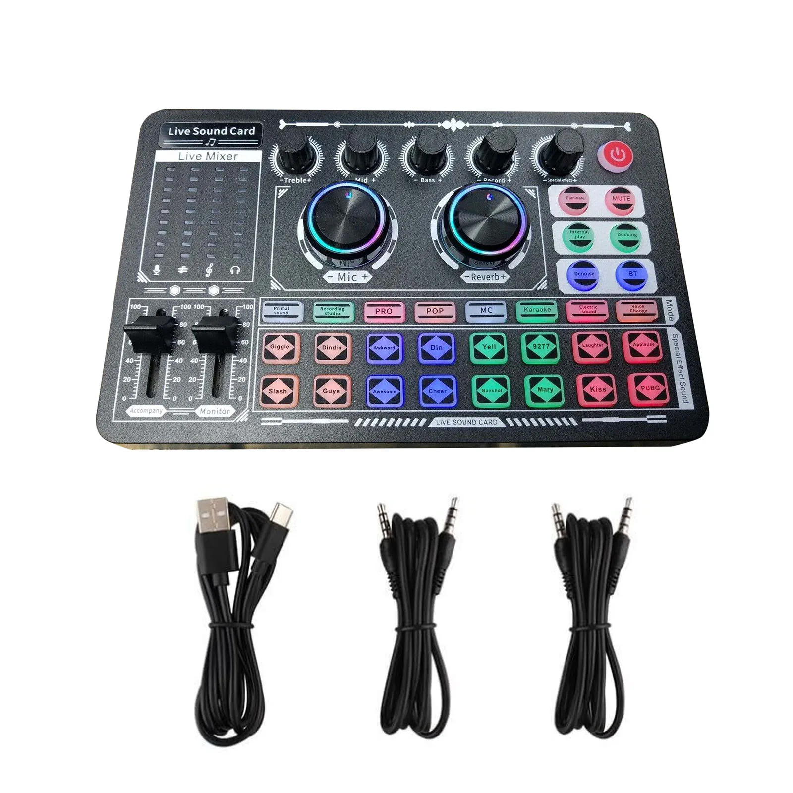 1Pc F999 Sound Card Professional Bluetooth-Compatible Studio Record For Phone PC Audio Mixing Console Amplifier Live Music Mixer