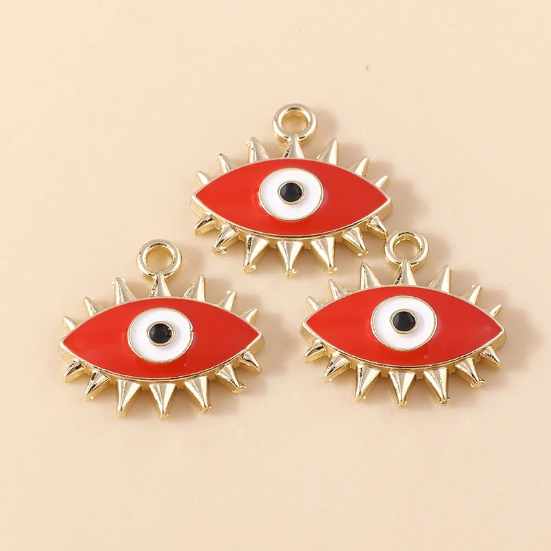 20 Stück Niedliche Emaille-Anhänger mit Bösem Auge und Herz für Schmuckherstellung, Ohrringe, Halsketten, Armbänder, DIY-Bastelbedarf – Detail 15