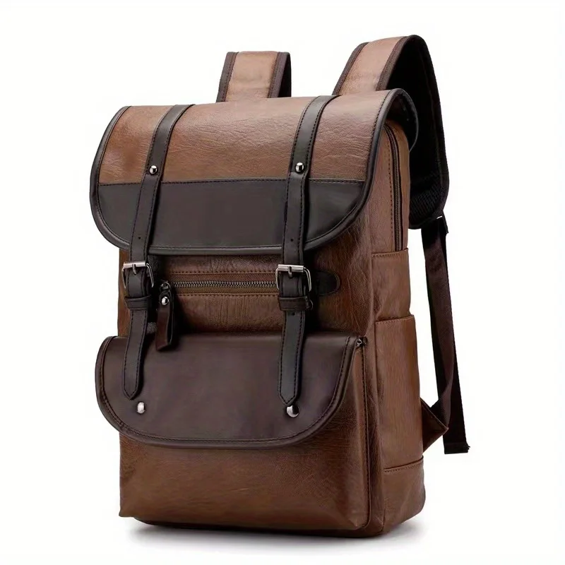 

Vintage PU Leather Laptop Backpack, Large Capacity Travel Backpack Computer Bag Schoolbag for College, Large Casual Daypacks for