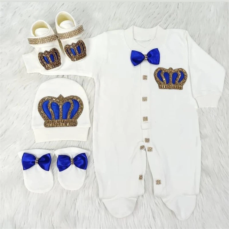 Newborn Baby Boy Outfits Set Kids Clothing Real Cotton Infant Care Products Body Suit Shirt Pants Hat 5 Pieces Origin Turkey