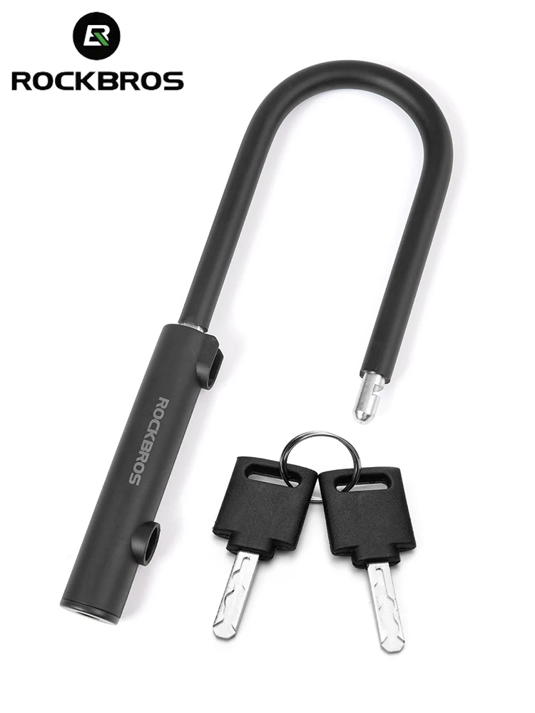 AliExpress ROCKBROS Anti-Theft Bike U-Lock Optional Cable Combo Zinc Alloy Body with Silicone Waterproof Shell Portable Bicycle Accessories