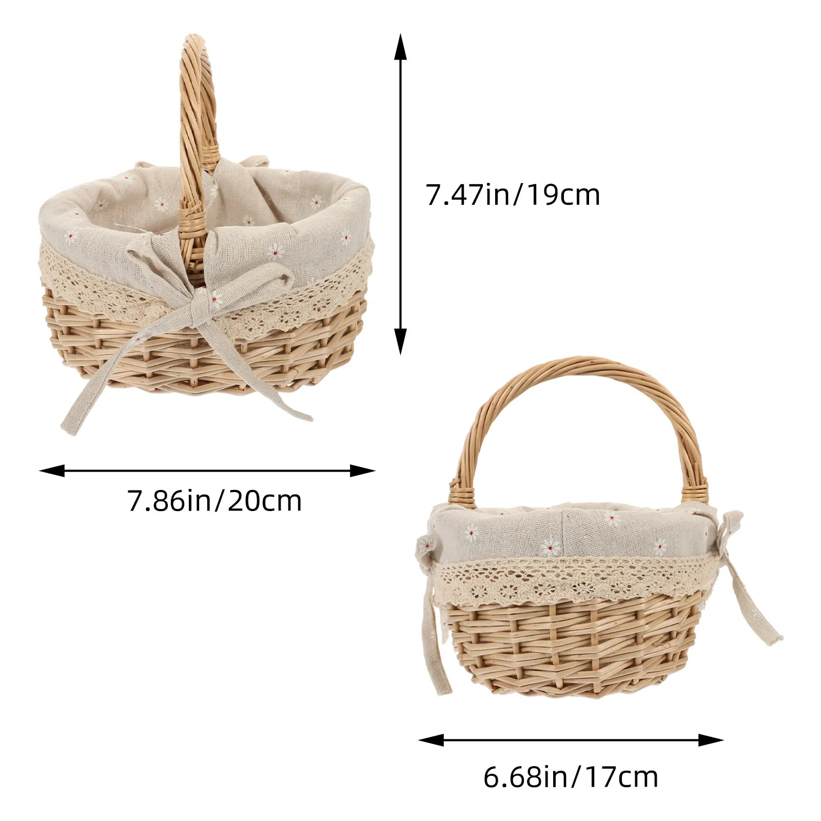 Rustic Handwoven Wicker Fruit Basket Portable Storage Basket Lightweight Picnic Bread Holder Gift Baskets Empty