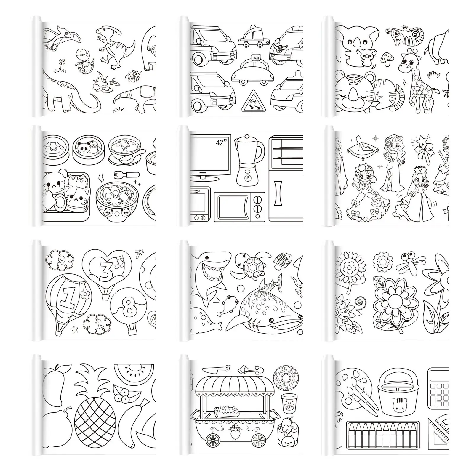 Art Paper Roll Sticky Coloring Book 30x300cm DIY Coloring Posters for Party Home