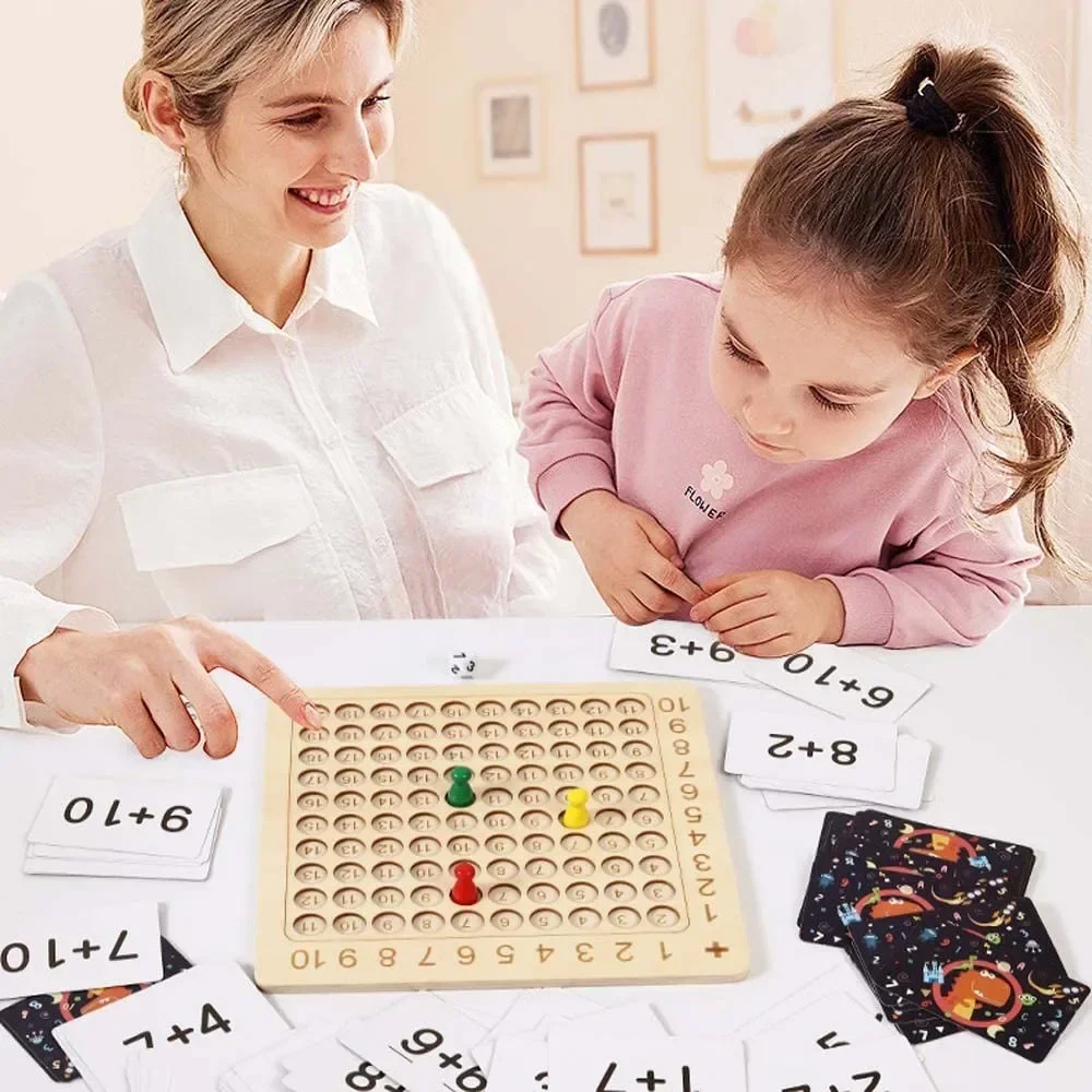 Wooden Montessori Multiplication Board Game Math Table Puzzle Game For Kids Child Learning Educational Toys With A Chessboard