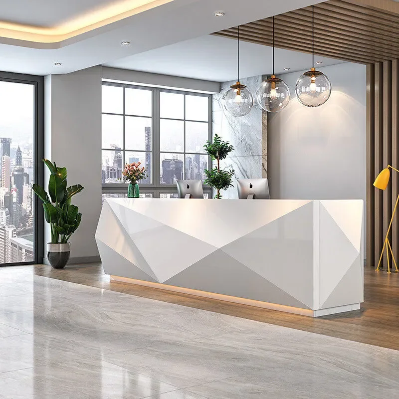 Curved Painted Office Reception Counter, Stylish Front Desk for Company, Kindergarten and Early Education Training Center Commer
