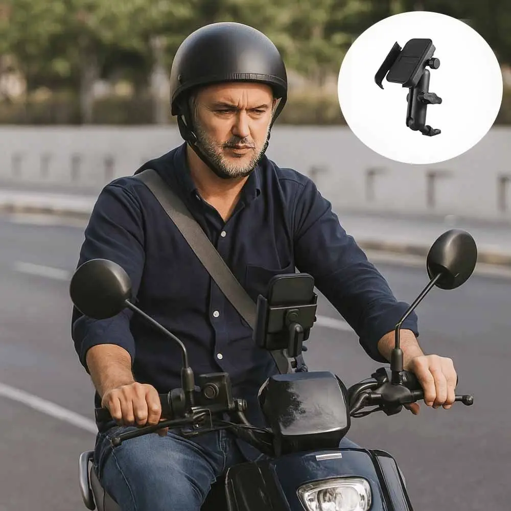 Aluminum Alloy Moto Bicycle Rearview Mirror Bracket Support Bracket Shockproof Cell Phone Stand Non-slip Adjustable