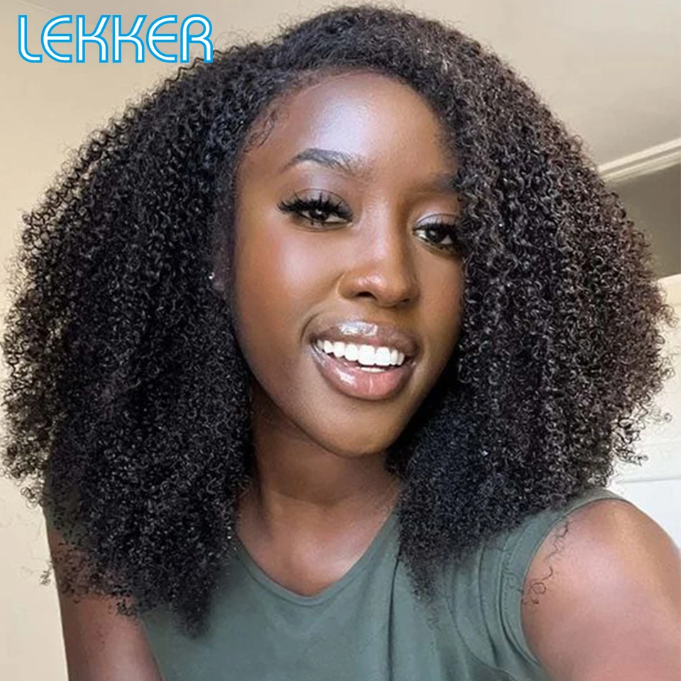 

Lekker Glueless Natural Short Afro Kinky Curly Bob Part Lace Human Hair Wigs For Women Ready to Wear Brazilian Remy Hair Wigs