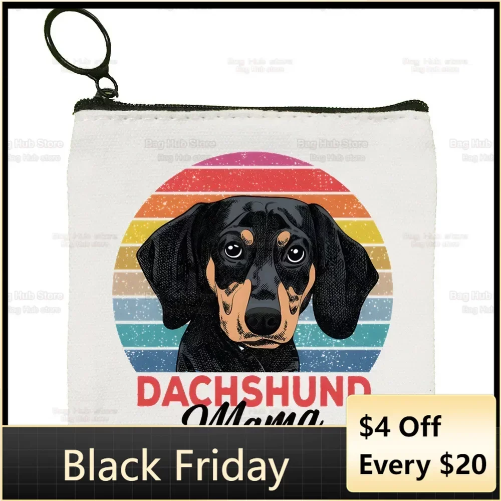 Dachshund Teckel Cute Dog Cartoon Printed Canvas Bag Design Canvas Simple and Fashionable Storage Bag