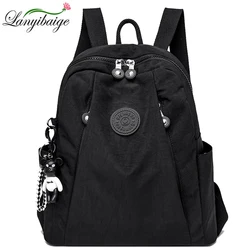 Women Backpack Large Capacity Casual Travel Bagpack Simple Solid Color Shoulder Bag High Quality Nylon Cloth Racksack Mochilas