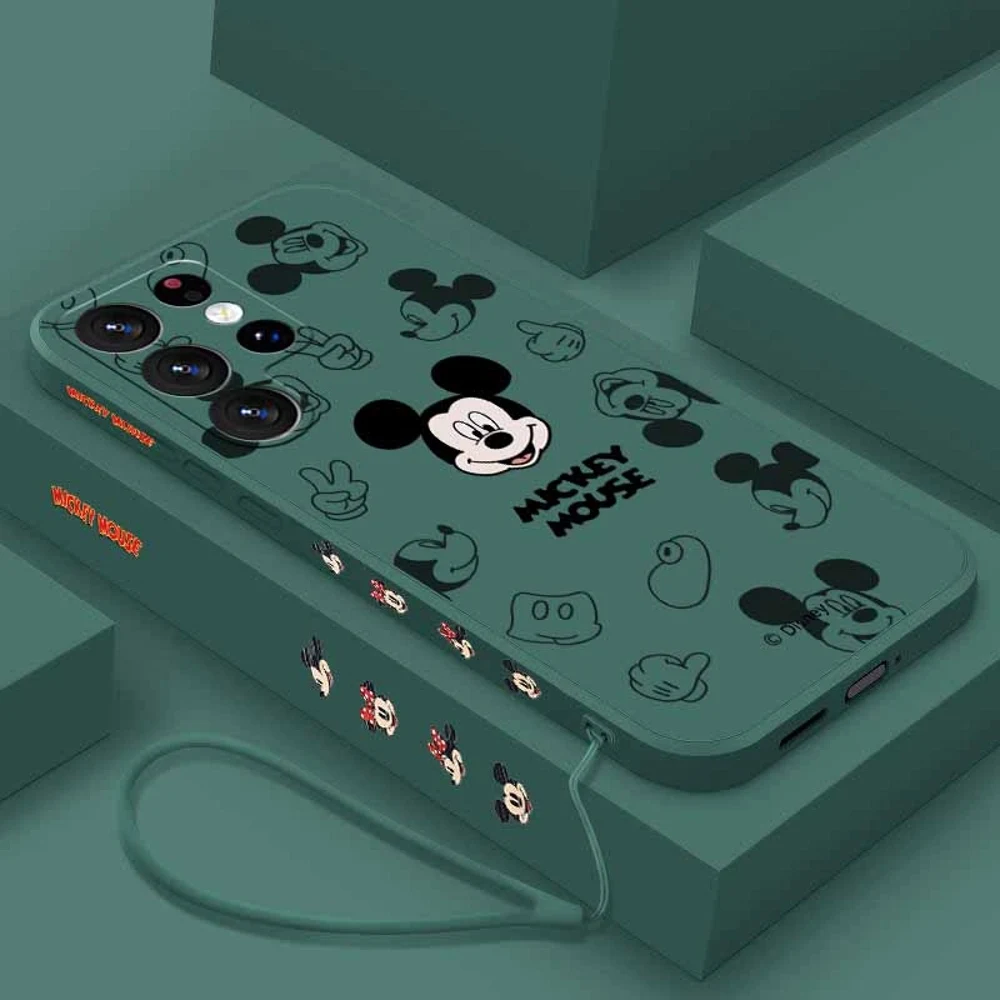 Minnie Mickey For Samsung S26 S25 Edge S24 S23 S22 S21 S20 FE Ultra Plus Lite Liquid Left Rope Phone Case view 4